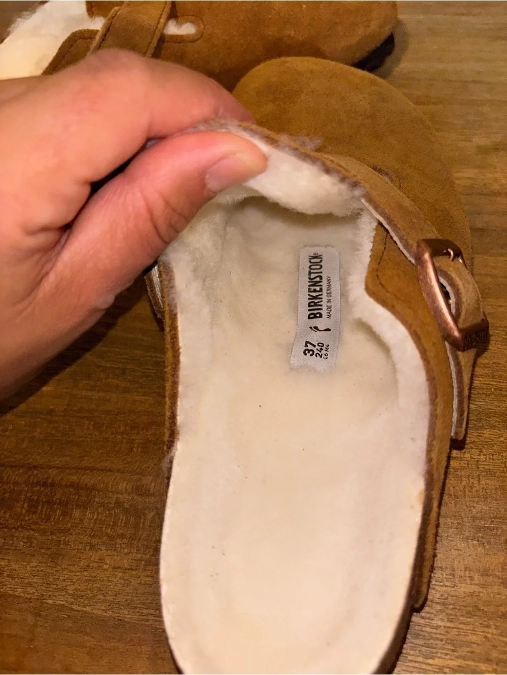 Birkenstock Suede Shearling-Lined Slip-On Mule - Brown NWOT - Picture 5 of 7